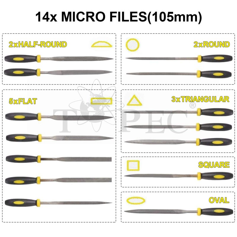 Topec 26 PCS Metal File Set, Grade T12 Forged Alloy