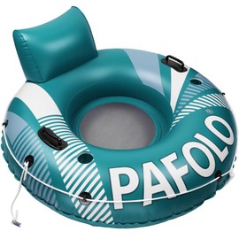 Pool Float Adult, 53" Inflatable River Tube Float, River Tubes for Floating Heavy Duty with Mesh Bottom, Comfortable Backrest & 2 Cup Holders & Durable Grab Handles,450 lbs Weight Capacity