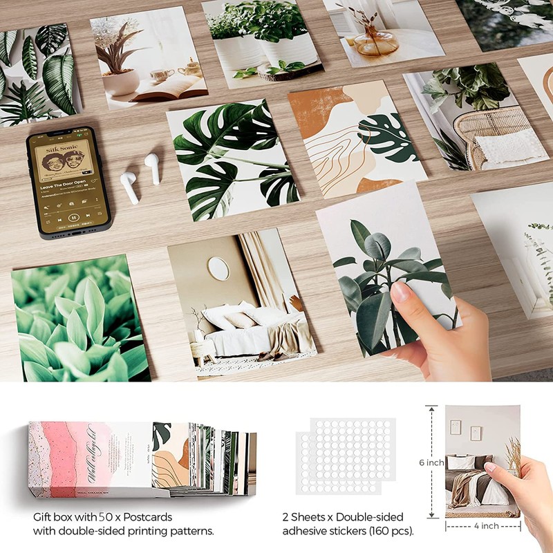 Anguxer 50 Pieces Wall Collage Kit Aesthetic, Aesthetic Postcards, Aesthetic