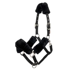 LeMieux Comfort Headcollar for Horses - Black/Grey - Soft Fleece Lining - Adjustable & Durable - X Full