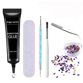 Rhinestone Glue Gel Kit- Superior Nail Art Glue Ensuring Strong and Long-Lasting Bond for UV/LED Easy Application with Nail Rhinestone Glue Kit 10g Ideal for Home User and Salon.