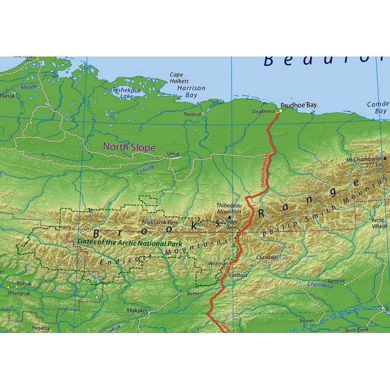 Alaska Physical State Map - 23.3 x 16.5 Inches -