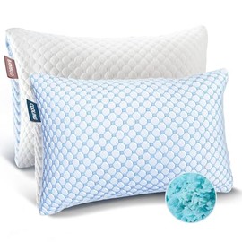 IBRAF Cooling Pillow Set of 2, Shredded Memory Foam, Hot Sleepers, Gel-Infused Adjustable Cooling Pillows, Washable Removable Covers, Breathable Bed Pillows for Side, Back & Stomach Sleepers