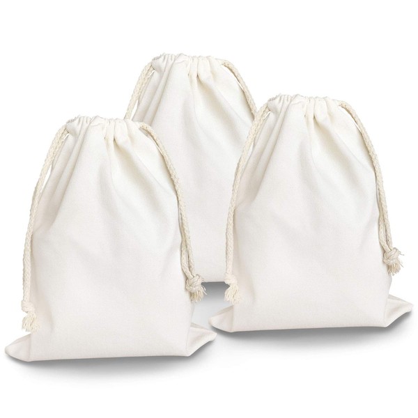 BROWN PARKER Drawstring Bag, Plain, White, Cotton, Multi-purpose, Storage, Cotton