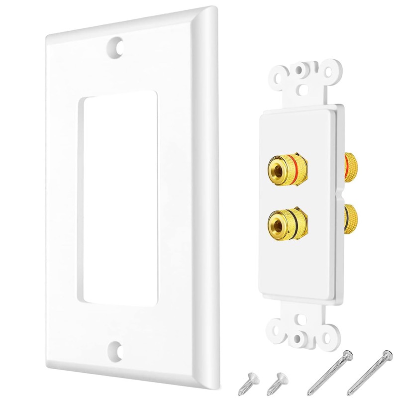Tunghey 2Pack Gold Plated Speaker Wall Plate, Banana Plug for