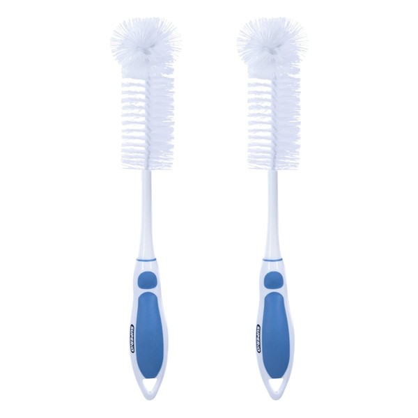 Superio Baby Bottle Brush Cleaner, Water Bottle Cleaner Brush Scrubber, Cup Brush Cleaner, Blue Bottle Washer with Long Handle Silicone Grip, Sturdy Bristles (2 Pack)