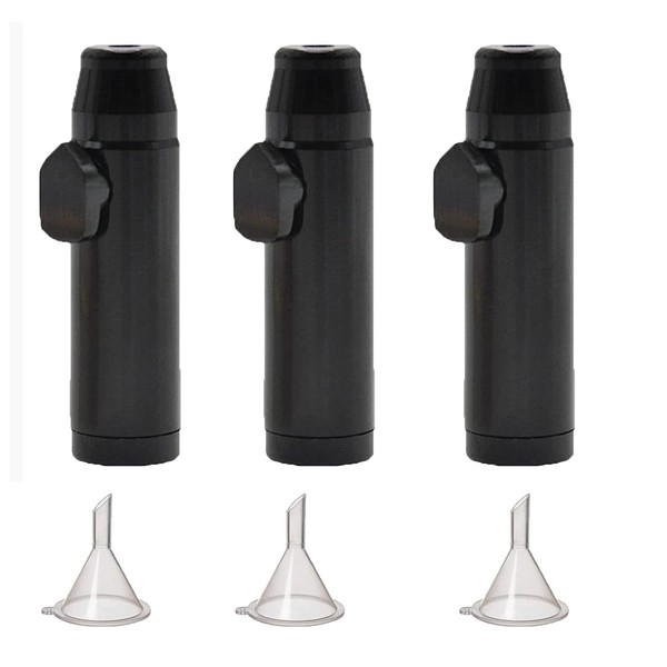 Snuff Dispenser, Pack of 3, Snuff Dispenser, Snuff Dispenser, 3 Pack, with 3 Funnels, 5.2 x 1.5 cm, Black