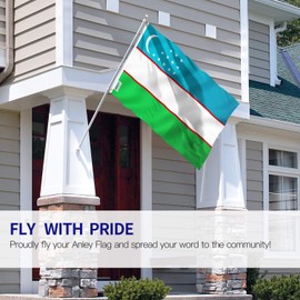 ANLEY Fly Breeze 3x5 Feet Uzbekistan Flag - Vivid Color and Fade proof - Canvas Header and Double Stitched - Republic of Uzbekistan Flags Polyester with Brass Grommets 3 X 5 FT