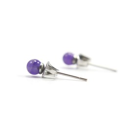 Amethyst Ball Earrings - Surgical Steel Studs - Teenage Girls Gifts - February Birthstone Jewellery