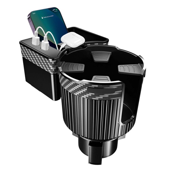 Car Drink Holder, 2 in 1 Smartphone Charging, Includes 2