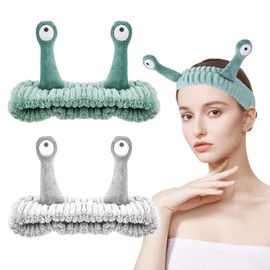 2 PACK Spa Headband Palm and Snail Spa Hair Bands Makeup Headbands Face Wash Headband Microfiber Soft Coral Fleece Head Wraps Hair Accessories for Washing Face Shower Sports Beauty Skincare