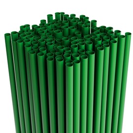 Disposable Plastic Drinking Straws - Straight - 7.75" Long (Green, 500)