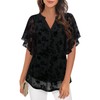 Vafoly Blouse, Women's Elegant Short-Sleeve Summer Tunic, V-Neck Mesh Top,