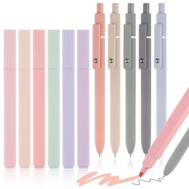 Highlighter Pastel Set of 11 Aesthetic Marker Pens and Gel Pens, Highlighter Pen Marker Pastel Assorted Colours, Aesthetic Pens 0.5 mm Fine Tip Black for School and Office Supplies
