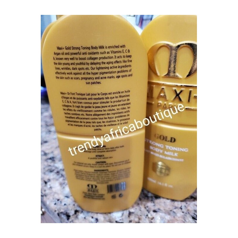 Maxi Paris GOLD Toning Body Lotion 400ml & Exfoliating Soap