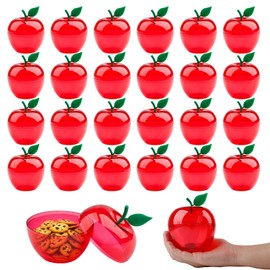 24 Pcs Plastic Apple Containers, Back to School Teacher gifts Apple Containers for Teachers Appreciation Gifts Classroom Christmas Party Favor Gifts Snow Party Decor (9CM)