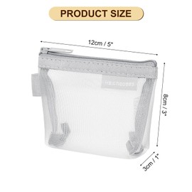 sourcing map Mini Zipper Mesh Bag 3" x 5", 5 Pcs Nylon Small Makeup Zipper Mesh Pouch Cosmetic Case Mesh Storage Bags for Earphone, Credit Card, Gray