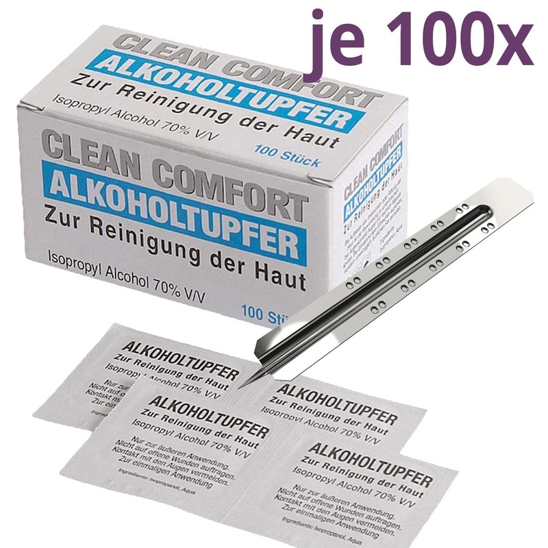 100 x Disposable Lancets 100 x Alcohol Swabs, Lancet, Sterile