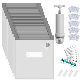 Lokkr 3D Printer Filament Storage Bag Kit Prevent and Monitor Moisture PLA Storage Dry Bags(12 x Vacuum Sealed Bags,1 x Filterable Pump,20 x Desiccant,12 x Humidity Indicator,4 x Sealing Clip),30x34cm