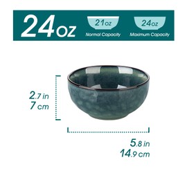 vancasso Starry 24oz Bowls for Soup, Ceramic Deep Soup Bowls Set of 4, Green Cereal Bowls Set of 4 for Kitchen, Salad Bowls Set of 4, Pasta Oatmeal Bowls, Lead-free, Dishwasher & Microwave Oven Safe