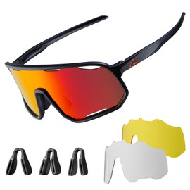 ROCKBROS Polarized Sunglasses Cycling Glasses Sports Sunglasses UV400 Protection for Women Men,3 Lenses