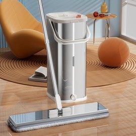 SWIFTIRON Stainless Steel Mop and Bucket Set with Wringer, Easy-to-use Flat Mop with Separate Dirty Water System, Deep-Cleaning Mops for Floors, Versatile Mops for Walls