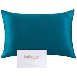 Ethlomoer Natural Pure Silk Pillowcase for Hair and Skin, 19 Momme on Both Sides, 600 Thread Count, Design with Hidden Zip, 1 Piece (Turquoise, 80 x 80 cm)