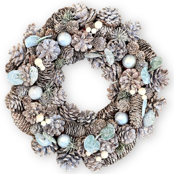 MIJOMA Christmas Wreath, Pine Cone Wreath, Beautiful Winter Decoration for