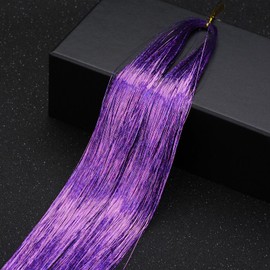 Leliafleury 1000 Strands Purple Hair Tinsel 120cm Straight Glitter Hair Strands for Party Cosplay