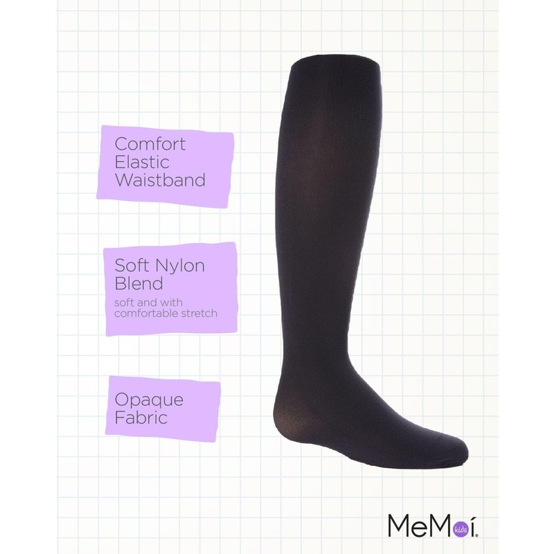 MeMoi Girls' Basic Complete Opaque Tights Navy 4-6