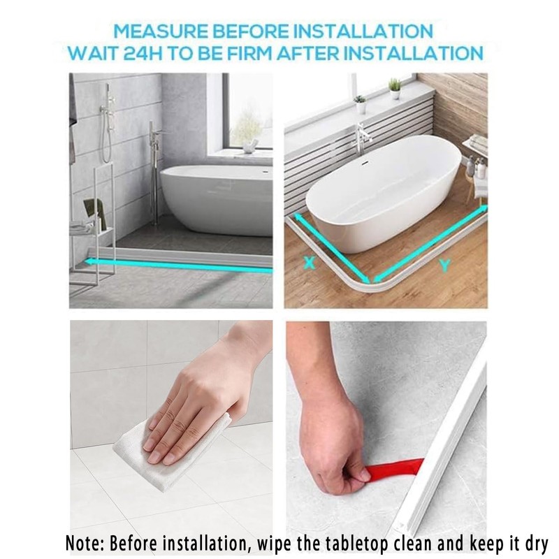 39Inch Shower Threshold Water Dam, Self Adhesive Waterproof Barrier (Clear)