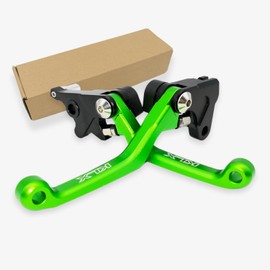 Dirt Bike CNC Pivot Black Brake Clutch Levers Adjustable Compatible with KLX140 2008-2022 | KLX140L 2008-2022 | KLX140G 2017-2022 | KLX140R KLX140RF 2021-2024 (Green)