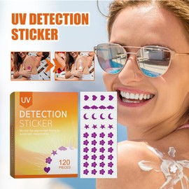 UV-Aufkleber für Sonnencreme,UV Stickers for Sunscreen Reapply,Farbwechselnde UV-Sonnenaufkleber Beach Essentials,Reminder Stickers Sonnencreme Erneut Auftragen,UV-Aufkleber für Sonnenschutz,120PC