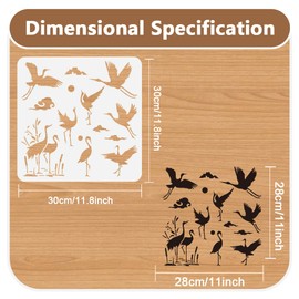 Doodlream Crane Wall Stencil Template 11.8 x 11.8 Inch Reusable Plastic Bird Art Stencil for Painting on Wood Wall Floor Tile Fabric Glass Furniture, DIY Home Decor Or Craft Stencil