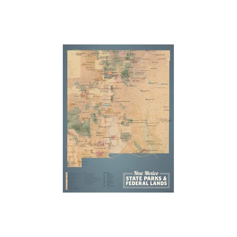 New Mexico State Parks & Federal Lands Map 18x24 Poster
