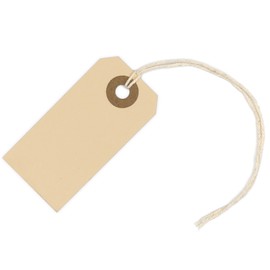 Manila Tags with String Attached - #1, 2 3/4” x 1 3/8” Box of 250 Small Blank 13pt Paper Tags with Hole and Strings Attached, Small Manila Tags with Strings
