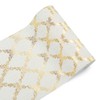 WELTRXE Table Runner with Gold Foil, 28cmx15m Faux Linen Polyester-Cotton