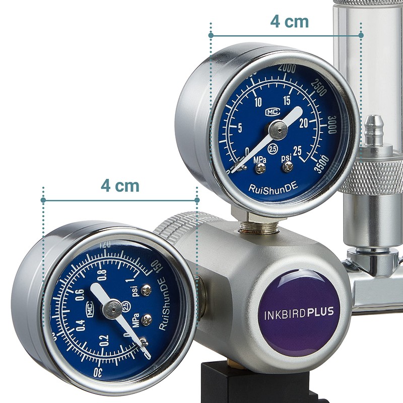 INKBIRDPLUS 12V DC CO2 Regulator with Dual Gauges, Bubble Counter
