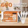 600Pack Disposable Plastic Knives Bulk White Heavy Duty Silverware -