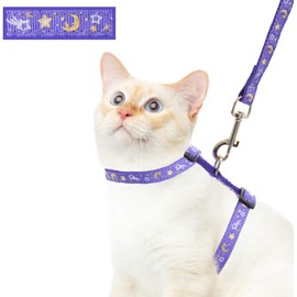 Juego de arnés y correa para gatos para caminar al aire última intervensión, a prueba de escapes, correa de seguridad suave ajustable con diseño de