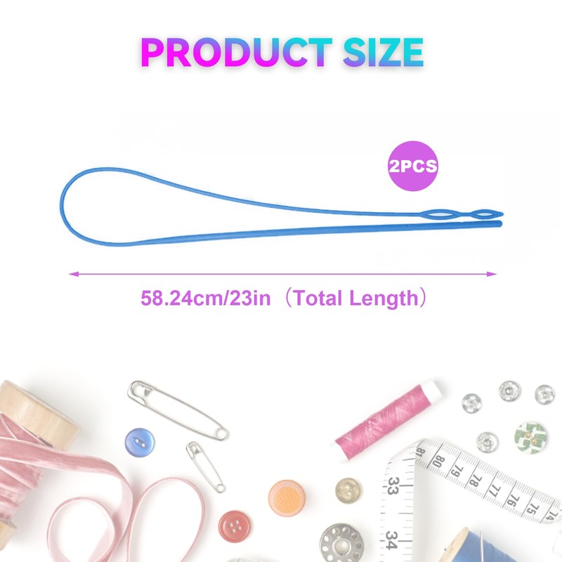2 Pcs Plastic Flexible Drawstring Threader,58.2cm/23in Hoodie String Threader Drawstring