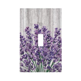 Rustic Lavender Flower Purple Lilac Floral 1 Gang Light Switch Cover Single Toggle Wall Plate Decorative Faceplate Electrical Switchplate for Bathroom Bedroom Home Decor