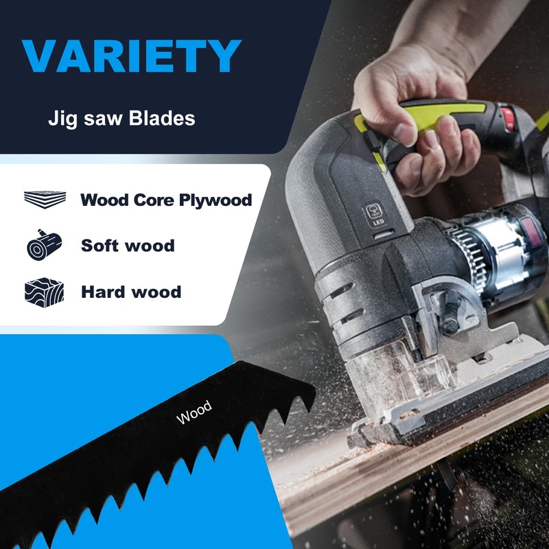 MUOZLOP 50pcsT244D Jigsaw Blades，6TPIJig Saw Blades with Storage Case,T-Shank jig