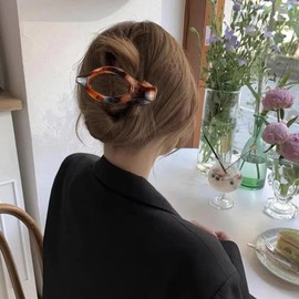 Atoden Flat Hair Clips for Women Lay Flat Hair Claw Clips for Thin Thick Hair 4Pcs French Concord Hair Clips Large Hair Clips Neutral Jaw Clips Hair Clamps Hair Accessories White Brown Black