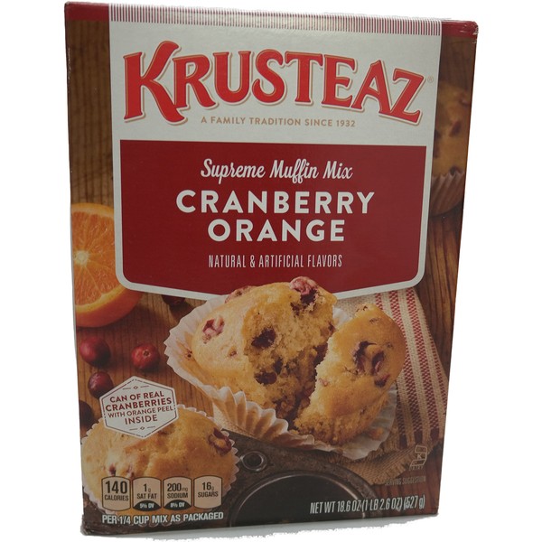 Krusteaz Supreme Muffin Mix, Cranberry Orange 18.6 Ounce (Pack of 4)