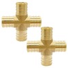 Uenede 2PCS LF Brass 1/2 Inch PEX 4 Way Cross