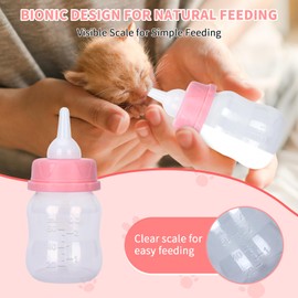 Kitten Bottle Feeding Kit, Reusable Silicone Kitten Nipples and 3ml 5ml Syringes for Feeding Newborn 60ml Pet Nursing Feeding Bottle for Kitten Puppy Rabbit Squirrel Feeding