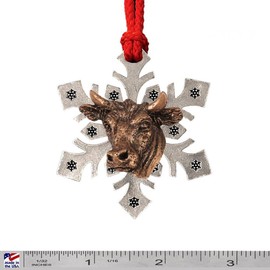 Handcrafted Copper Plated Bull Head Snowflake Ornaments for Decorating Holiday Wreaths and Christmas Trees - Made in United States - SKU MC198SF