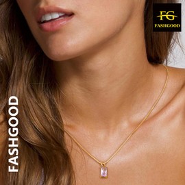FASHGOOD 14K Gold Plated Birthstone Necklace for Women Girls,Dainty june-alexandrite Cubic Zirconia Pendant Necklace,Diamond Necklaces Birthstone for Birthday Gifts Jewellery