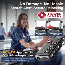 Coolife TSA Approved Luggage Lock, 4 Digit Combination Padlock with Zinc Alloy Body, Open Alert, TSA 008 Ultra Security, Easy Read Dials, Cable Lock for Suitcase, Backpack, Travel Bag, Locker